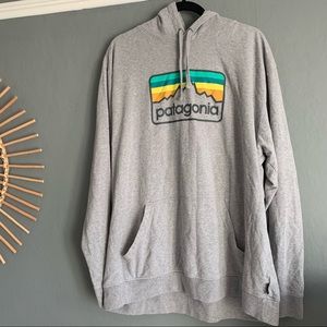Patagonia Logo Grey Hooded Sweatshirt XXL Hoodie